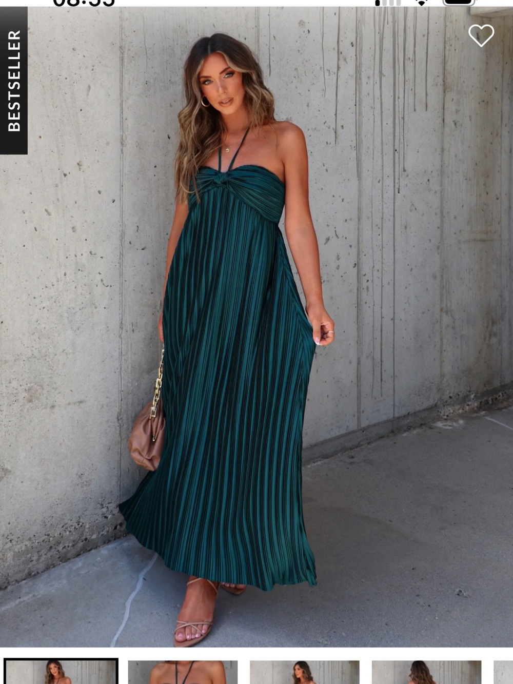 Vici Emerald Pleated Maxi Dress